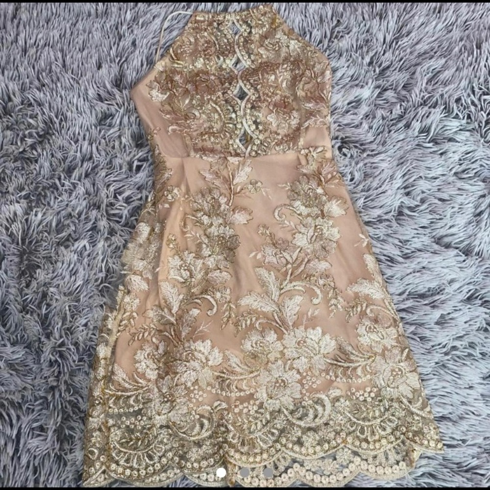 Gold detail cocktail dress